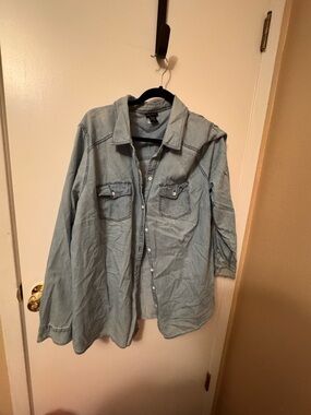 Light Wash Denim Button-Up Shirt